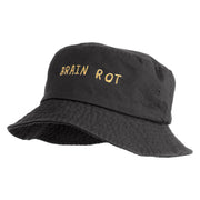 Brain Rot Design Embroidered Unisex Multipurpose Crushable Cotton Twill Bucket Hat - Charcoal M