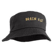 Brain Rot Design Embroidered Unisex Multipurpose Crushable Cotton Twill Bucket Hat - Charcoal M