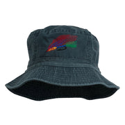 Fly Fishing Embroidered Pigment Dyed Bucket Hat