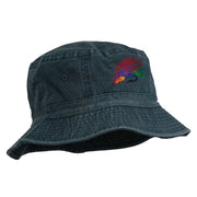 Fly Fishing Embroidered Pigment Dyed Bucket Hat