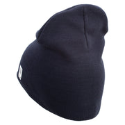 United States Marines Semper Fi Veteran Symbol Embroidered 8 Inch Solid Knit Short Beanie Made in USA - Navy OSFM