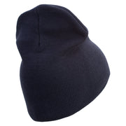 United States Marines Semper Fi Veteran Symbol Embroidered 8 Inch Solid Knit Short Beanie Made in USA - Navy OSFM