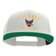 Licensed US Navy Veteran Embroidered Wool Blend Prostyle Snapback Cap - Natural OSFM