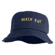 Brain Rot Design Embroidered Unisex Multipurpose Crushable Cotton Twill Bucket Hat - Navy M