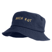 Brain Rot Design Embroidered Unisex Multipurpose Crushable Cotton Twill Bucket Hat - Navy M