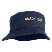 Brain Rot Design Embroidered Unisex Multipurpose Crushable Cotton Twill Bucket Hat - Navy M