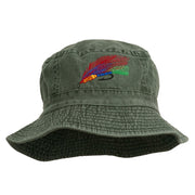 Fly Fishing Embroidered Pigment Dyed Bucket Hat