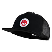 Fire Bowser Iron on Patched Flat Bill Snapback Trucker Cap - Black OSFM