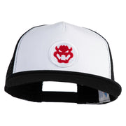 Fire Bowser Iron on Patched Flat Bill Snapback Trucker Cap - White-Black OSFM