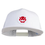 Fire Bowser Iron on Patched Flat Bill Snapback Trucker Cap - White-White OSFM