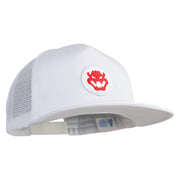 Fire Bowser Iron on Patched Flat Bill Snapback Trucker Cap - White-White OSFM