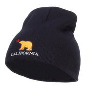 California Bear Embroidered Short Beanie