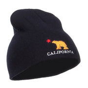 California Bear Embroidered Short Beanie