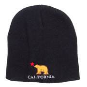 California Bear Embroidered Short Beanie