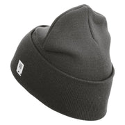 United States Marines Semper Fi Emblem Logo Embroidered 12 Inch Solid Knit Cuff Long Beanie Made in USA - Charcoal OSFM