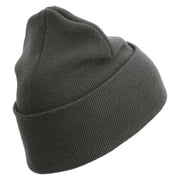 United States Marines Semper Fi Emblem Logo Embroidered 12 Inch Solid Knit Cuff Long Beanie Made in USA - Charcoal OSFM