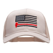 Firefighter Flag Embroidered Solid Cotton Prostyle Twill Mesh Cap