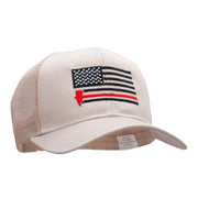 Firefighter Flag Embroidered Solid Cotton Prostyle Twill Mesh Cap