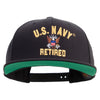 Licensed US Navy Retired Embroidered Wool Blend Prostyle Snapback Cap - Black OSFM