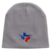 Texas Long Horn Logo Embroidered 8 inch Acrylic Short Beanie - Grey OSFM