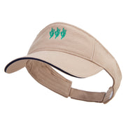 Saguaro Catus on the Ground Embroidered Pro Style Cotton Twill Washed Visor - Khaki-Navy OSFM