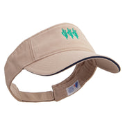 Saguaro Catus on the Ground Embroidered Pro Style Cotton Twill Washed Visor - Khaki-Navy OSFM