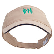 Saguaro Catus on the Ground Embroidered Pro Style Cotton Twill Washed Visor - Khaki-Navy OSFM