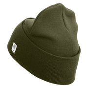 United States Marines Semper Fi Emblem Logo Embroidered 12 Inch Solid Knit Cuff Long Beanie Made in USA - Olive OSFM