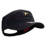 Parrot Macaw Embroidered Garment Washed Adjustable Army Cap - Black OSFM