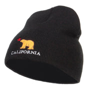 California Bear Embroidered Short Beanie