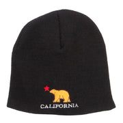 California Bear Embroidered Short Beanie