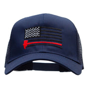 Firefighter Flag Embroidered Solid Cotton Prostyle Twill Mesh Cap