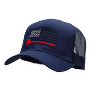 Firefighter Flag Embroidered Solid Cotton Prostyle Twill Mesh Cap