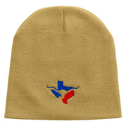 Texas Long Horn Logo Embroidered 8 inch Acrylic Short Beanie - Khaki OSFM