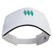 Saguaro Catus on the Ground Embroidered Pro Style Cotton Twill Washed Visor - White-Black OSFM