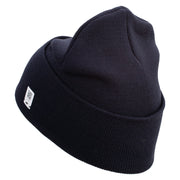 United States Marines Semper Fi Emblem Logo Embroidered 12 Inch Solid Knit Cuff Long Beanie Made in USA - Navy OSFM