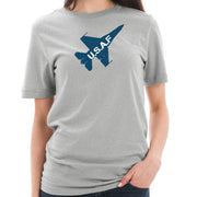 USAF F16 Graphic Design Unisex Short Sleeve Cotton Jersey T-Shirt