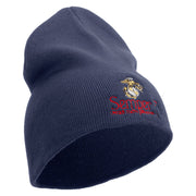 United States Marines Semper Fi Emblem Symbol Embroidered 8 Inch Solid Knit Short Beanie Made in USA - Navy OSFM
