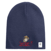 United States Marines Semper Fi Emblem Symbol Embroidered 8 Inch Solid Knit Short Beanie Made in USA - Navy OSFM