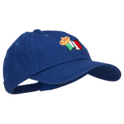 Mexico Flag with Sombrero Embroidered Unstructured Washed Cap