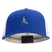 Realistic Bird Embroidered Flexfit Mesh Cotton Twill Trucker 2 Tone Cap - Royal-White OSFM