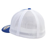 Realistic Bird Embroidered Flexfit Mesh Cotton Twill Trucker 2 Tone Cap - Royal-White OSFM