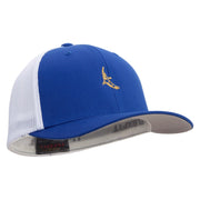 Realistic Bird Embroidered Flexfit Mesh Cotton Twill Trucker 2 Tone Cap - Royal-White OSFM