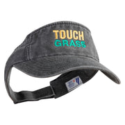 Touch Grass Icon Embroidered Washed Pigment Dyed Cotton Twill Visor - Black OSFM