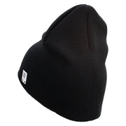 United States Marines Semper Fi Emblem Symbol Embroidered 8 Inch Solid Knit Short Beanie Made in USA - Black OSFM