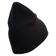 United States Marines Semper Fi Emblem Symbol Embroidered 8 Inch Solid Knit Short Beanie Made in USA - Black OSFM