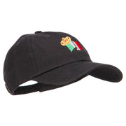 Mexico Flag with Sombrero Embroidered Unstructured Washed Cap