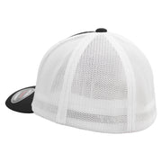 Realistic Bird Embroidered Flexfit Mesh Cotton Twill Trucker 2 Tone Cap - Black-White OSFM