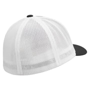 Realistic Bird Embroidered Flexfit Mesh Cotton Twill Trucker 2 Tone Cap - Black-White OSFM