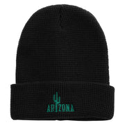 Arizona State Textured Vintage Embroidered Waffle Knit Cuff Beanie - Black OSFM